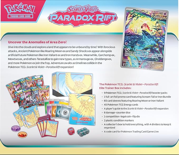 Pokemon TCG: Scarlet & Violet 4 - Paradox Rift - Elite Trainer Box (Roaring Moon/Iron Valiant ETB)