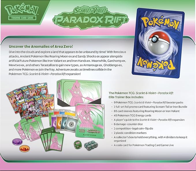 Pokemon TCG: Scarlet & Violet 4 - Paradox Rift - Elite Trainer Box (Roaring Moon/Iron Valiant ETB)